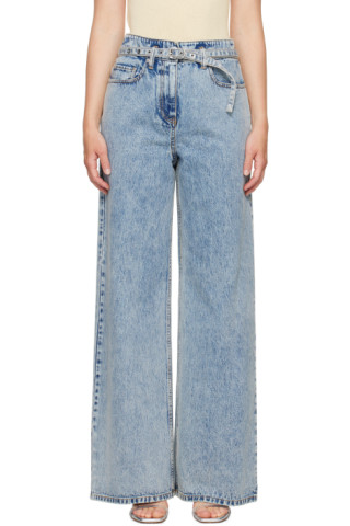 送料関税込【3.1 Phillip Lim】ワイドレッグベルトジーンズ 3.1 Phillip Limのブルー ワイドレッグ ベルト ジーンズがセール中