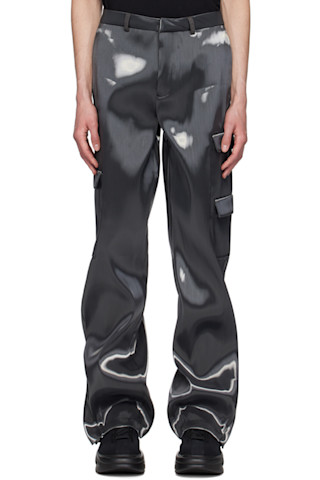 HELIOT EMIL: Gray Liquid Metal Cargo Pants | SSENSE HELIOT EMIL: Gray Liquid Metal Cargo Pants | SSENSE