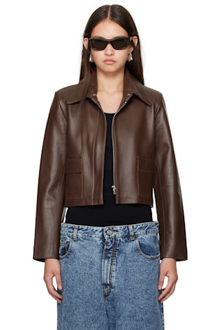 【関税込み】Nour Hammour ブラウン Audrey レザージャケット Leather jacket Nour Hammour Brown size S International in