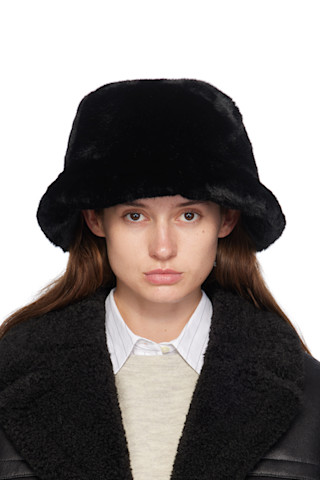 Black Wera Bucket Hat by Stand Studio on Sale