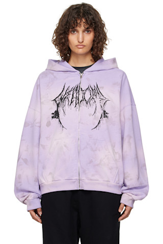 Purple Graphic Logo Zip-Up Hoodie by We11done on Sale
