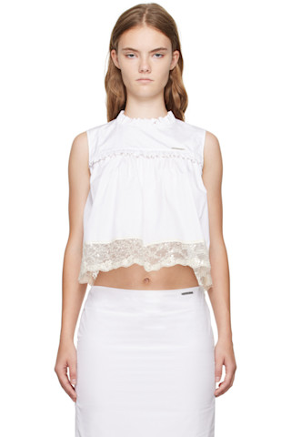 Romance White Lace Trim Blouse
