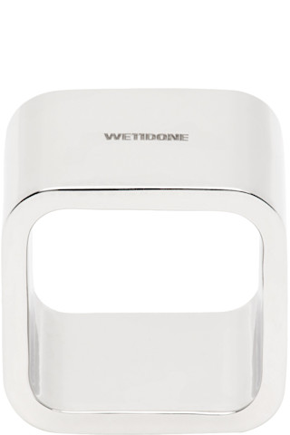 Silver Large Square Ring by We11done on Sale