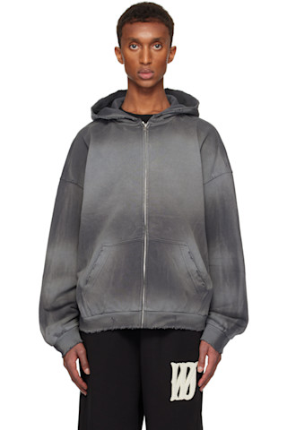 【WE11DONE】 Pierced Zip-Up Hoodie Charcoal WE11DONE】PIERCING DETAIL HOODIE ZIP-UP | AYIN