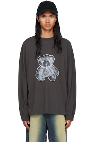 【関税込み】We11done グレー Necklace Teddy 長袖Tシャツ 242327M213028_1.jpg