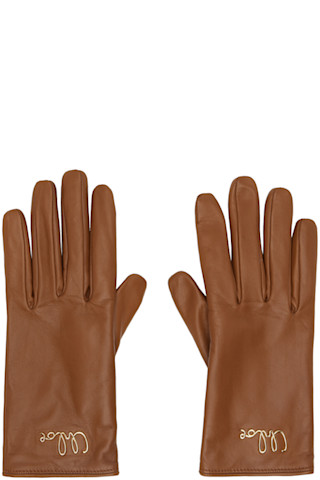 【関税込み】Chloe ブラウン The Chloe Iconic グローブ Chloé The Chloé Iconic Gloves In Leather in Clay brown