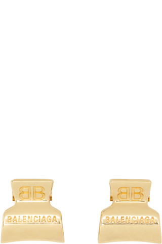Balenciaga: Gold Holli BB XS Hair Clip Set | SSENSE Balenciaga: Gold Holli BB XS Hair Clip Set | SSENSE