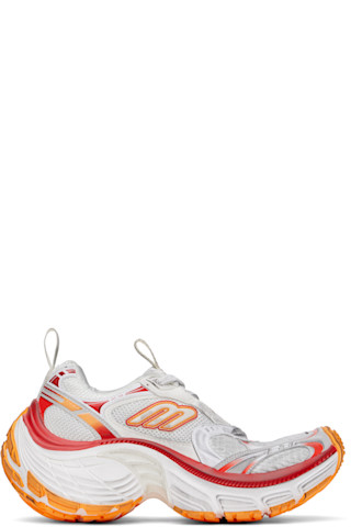 Balenciaga: White & Orange 10XL Sneakers | SSENSE