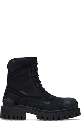 Balenciaga: Black Combat Strike Boots | SSENSE
