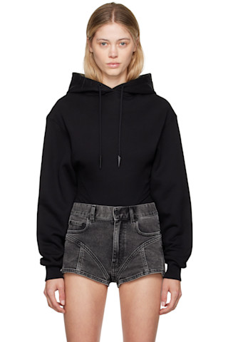 【関税込み】Mugler ブラック フーディ ボディスーツ Muglerのブラック フーディ ボディスーツがセール中