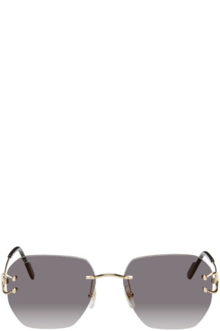【関税込み】Cartier ゴールド Classic C de Cartier サングラス Cartier: Gold 'Classic C de Cartier' Sunglasses | SSENSE