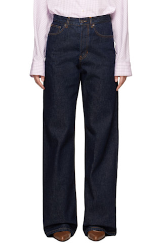 Navy Straight Jeans by Dries Van Noten on Sale