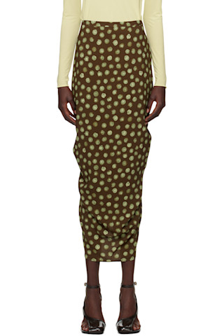 【関税込み】Dries Van Noten ブラウン 水玉 ミディアムスカート Dries Van Noten: ブラウン 水玉 ミディアムスカート | SSENSE 日本