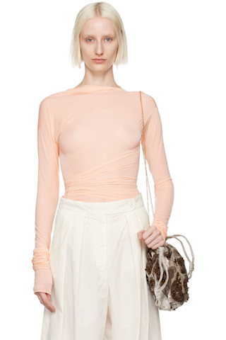 正規 DRIES VAN NOTEN Sheer Draped T-shirt 242358F110003_1.jpg