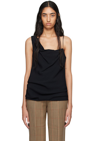 Black Draped Top by Dries Van Noten on Sale