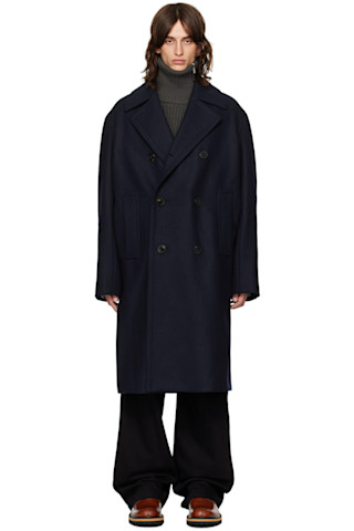 Dries Van Notenのネイビー ダブルブレスト コートがセール中 Dries Van Notenのネイビー ダブルブレスト コートがセール中