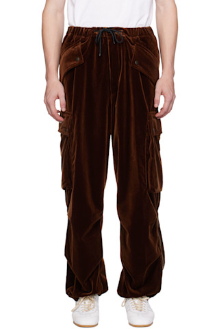 Brown Velour Cargo Pants by Dries Van Noten on Sale Brown Velour Cargo Pants by Dries Van Noten on Sale