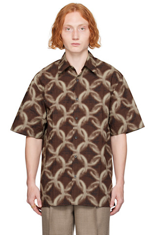 DRIES VAN NOTEN ブラウン シャツ 38 DRIES VAN NOTEN ドリスヴァンノッテン ネクタイ付き