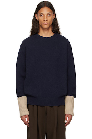 Dries Van Notenのネイビー ロールアップ セーターがセール中 Dries Van Notenのネイビー ロールアップ セーターがセール中