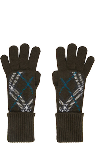 【関税&送料込】Burberry Khaki Cashmere Blend Gloves Burberry: Khaki Check Cashmere Blend Gloves | SSENSE 日本