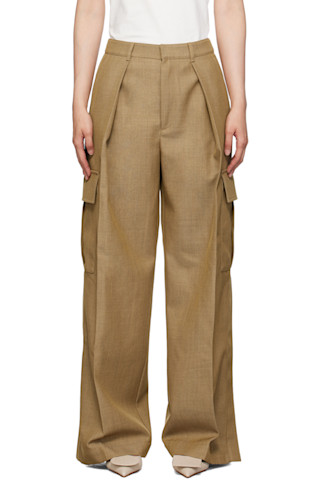【関税込み】Burberry ベージュ ウール カーゴパンツ 242376F087001_1.jpg