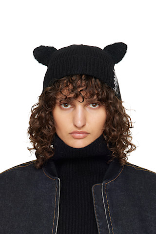 【関税込み】Marni ブラック Ears ウール&モヘア ビーニー Black Wool & Mohair Ears Beanie by Marni on Sale