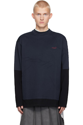 MARNI ネイビー レイヤードシャツ マルニ Marni シャツ オーガニックコットン ネイビー | YOKOAUNTY