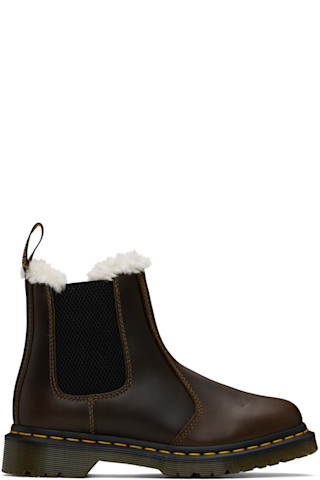 【Dr.Martens】2976 フェイクファーライニング チェルシーブーツ Dr. Martensのブラウン 2976 フェイクファー ライニング