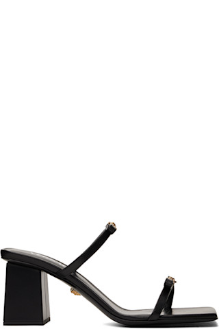 【関税込み】Versace ブラック Gianni Ribbon ヒールサンダル Versaceのブラック Gianni Ribbon ヒールサンダルがセール中