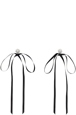 【Simone Rocha 】ダブルエンドデイジーボウ ピアス Simone Rocha: ブラック Double Ended Daisy Bow ピアス
