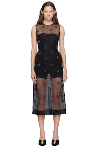 Simone Rochaのブラック エンべリッシュド ノースリーブ