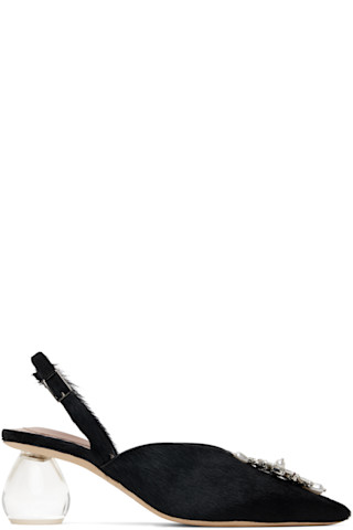 【Simone Rocha】ブラウン ポインテッド スリングバックヒール Simone Rochaのブラック ポインテッド スリングバックヒールが