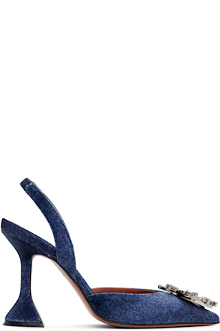 【関税込み】Amina Muaddi シルバー Begum スリングバックヒール Amina Muaddi Begum embellished leather slingback pumps Amina