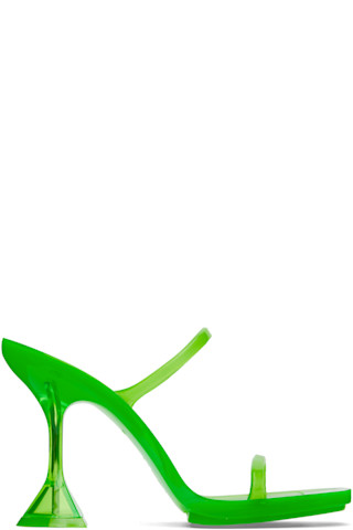 【関税込み】Amina Muaddi ブルー Brito Slipper ヒールサンダル Green Brito Slipper Heeled Sandals by Amina Muaddi on Sale