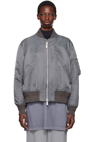 【関税&送料込】Sacai Two-Tone Teddy And Nylon Bomber Jacket Nylon bomber jacket in black - Sacai | Mytheresa