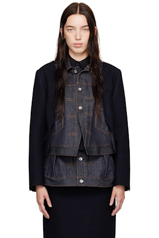 【sacai】メルトンウール&デニム ケープジャケット 242445F060007_1.jpg
