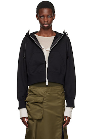 【関税&送料込】Sacai Chalk Stripe Hoodie Black Zip Hoodie by sacai on Sale