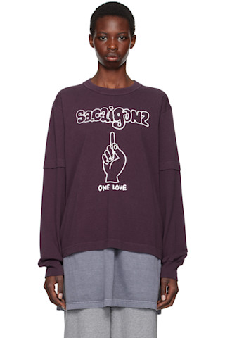 sacaiサカイ★Gonzエディション パープル 長袖Tシャツ sacai: Gonzエディション パープル 長袖Tシャツ | SSENSE 日本