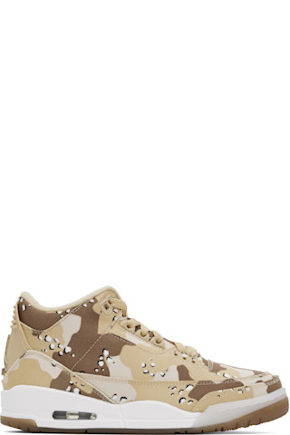 Beige Air Jordan 3 Retro Tex 'Desert Camo' Sneakers by Nike