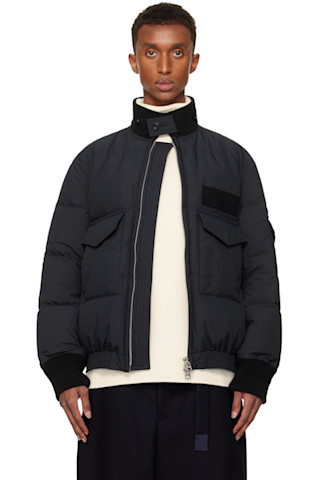 sacai: Black Ripstop Puffer Down Jacket | SSENSE sacai: Black Ripstop Puffer Down Jacket | SSENSE