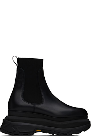 sacai: ブラック プラットフォーム チェルシーブーツ | SSENSE 日本 sacai: ブラック プラットフォーム チェルシーブーツ | SSENSE 日本