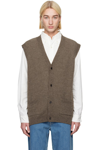 Brown KODENSHI Wool Vest by nanamica on Sale Brown KODENSHI Wool Vest by nanamica on Sale