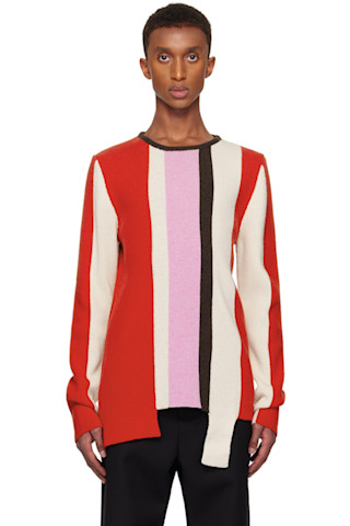 Multicolor Intarsia Vertical Stripe Sweater by Edward Cuming on Sale