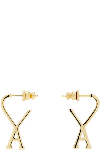 AMI PARIS【送料込】Heart logo Earrings Gold Small Ami de Cœur Earrings by AMI Paris on Sale