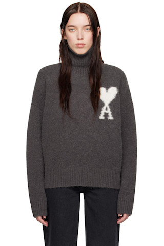 ami タートルネック　XL AMI Parisのグレー Ami de Coeur タートルネックがセール中