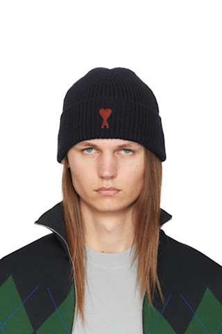 AMI Paris: ネイビー Red Ami de Coeur ビーニー | SSENSE 日本 AMI Paris: ネイビー Red Ami de Coeur ビーニー | SSENSE 日本