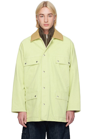 Green Canvas Hunting Jacket by AURALEE on Sale Green Canvas Hunting Jacket by AURALEE on Sale