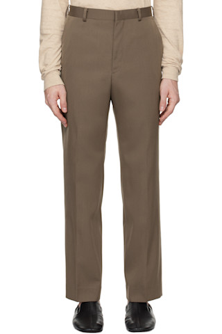 Brown Light Wool Max Gabardine Trousers by AURALEE on Sale Brown Light Wool Max Gabardine Trousers by AURALEE on Sale