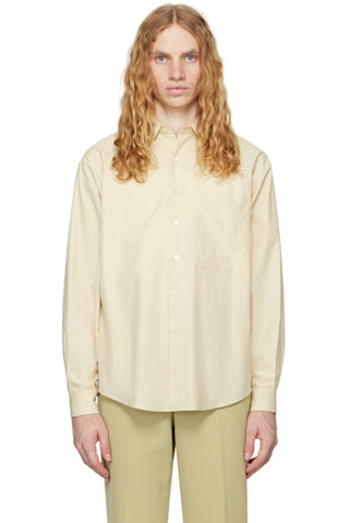 AURALEE: Beige Washed Finx Twill Big Shirt | SSENSE