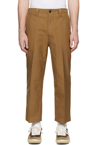 Brown Leaguers Chino Trousers by visvim on Sale